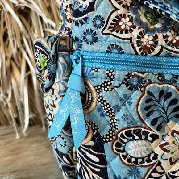 VERA BRADLEY Bali Blue 2009 On The Go Crossbody Commuter Blue Brown Zip Top - Picture 6 of 14
